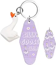 [GiftoBi] Funny Goose Keychain Gifts for Adults - Silly Goose Club Novelty Keychains, Cool Hotel Keyring Geese Pendant for Men Women
