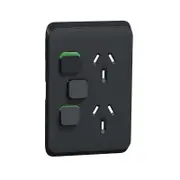 Clipsal Iconic 3025VXC-XB - Vertical Double 10A Power Point Extra Switch Skin Black - (SKIN ONLY)
