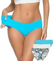 [ALTHEANRAY] Women’s Seamless Hipster Underwear No Show Panties Soft Stretch Bikini Underwears Multi-Pack