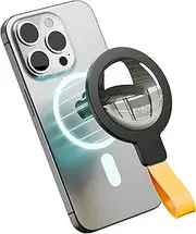 CHOWDOLANG Magnetic Phone Selfie Mirror, Portable Makeup Mirror for iPhone 15/14/13/12, MagSafe Cases, and All Smartphones, Convex Wide Angle Mirror for Vlogging/Selfies/Video Recording (Black Yellow)