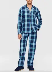 NEW PETER ALEXANDER MENS TARTAN CHECK TOP + PANTS SATEEN PJ SET MEDIUM M RRP$139