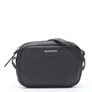 BALENCIAGA Demna Everyday Camera XS black leather logo print crossbody bag