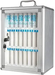 School Mobile Phone Safe Deposit Box ， Student Mobile Phone Storage Box Transparent Acrylic Phones Storage Cabinet With Door Locks Keys(24 slots)