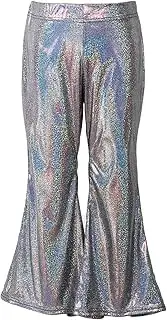 [Oyolan] Kids Girls Tumbling Flare Bellbottomed Pants High Waist Wide Leg Pants Hip Hop Jazz Disco Dance Trousers