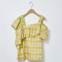 在飛比找momo購物網優惠-【H2O】日本布斜領格紋上衣 #3675049