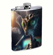 Smoking Alien L15 8oz Stainless Steel Hip Flask Drinking Whiskey Liquor