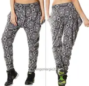 ZUMBA Fitness Aztec Jersey Harem Hip-Hop Pant RARE~fr.Convention UK~Edgy & Fun S