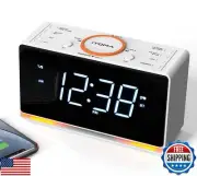 iTOMA Alarm Clock Radio, 1.4" White LED Display Clock with Bluetooth, FM Radi