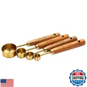 Gold Measuring Cups and Spoons Set of 4, Golden Stainless Steel Measuring Cup