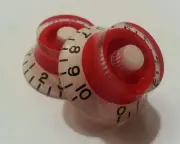 2 Guitar CTS Split shaft top hat volume / tone knobs. Red/Black/White. JAT