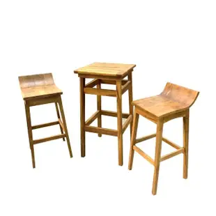 【吉迪市柚木家具】實木吧台桌椅組 PRCH001A-SET1(桌椅組 吧檯椅 吧台桌 高腳椅 高腳桌 多功能)