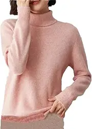 [Hamthuit] Women Turtleneck Sweaters Long Sleeve Office Pullover Jumper Women Loose Solid Pullover