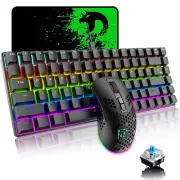RF-84 Wired Mechanical Gaming Keyboard&Mouse Set with LED Rainbow Backlit Mini