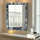 Blue Agate Stone Wall Mirror - Handcrafted Natural Gemstone Home Decor Accent