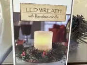 NEW APOTHECARY & COMPANY CHRISTMAS LED Berry Wreath Flameless Candle TIMER