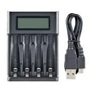 USB Charger 4 Slots LCD Display AA LR03 Battery for NIMH NICD AA Rechargeable