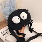 Fashion Big Eyes Canvas Girls Shoulder Bag Cute Black Briquettes Messenger BJ0