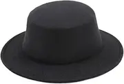 [Wedhapy] Felt Hat Fedora Hats for Women Men Vintage Classic British Style Panama Hat Wide Brim Flat Top Warm Country Gentleman Hat for Spring Autumn