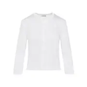 [Jil Sander] Jil Sander-Feather White Cardigan With Crochet Flower-Donna 38 IT