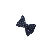 Mens Blue Grey & White Cord Polka Dot Patterned Bow Tie