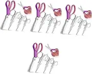 TEHAUX 4sets Fabric Scissors Pinking Blade Serrated Cutting Scissors Portable Folding for Crafts 4pcs*4