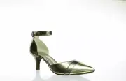 NEW ANNE KLEIN LEATHER POINTY KITTEN HEELS GOLD PUMPS SIZE 8 M