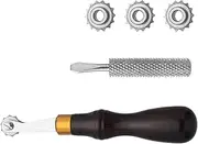 Leather Working Tools | Leathercraft Spacer Embossing System Set | Versatile Art Accessories Wooden Handled Metal Gear for Punching, Engraving