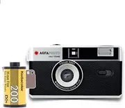 AgfaPhoto Analogue 35 mm 1/2 Format Photo Camera Black in Set with Colour Negative Film + Battery