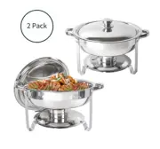 IMACONE Chafing Dish Buffet Set of 2 Pack 5QT Round Stainless Steel Chafer fo...
