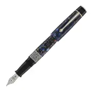 Kilk Celestial Fountain Pen in Black and Blue Chipped - Medium Point - NEW