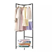 Fin Triangle Corner Coat Rack Stand W/ Bottom Storage Shelf & Hooks Bedroom Entryway