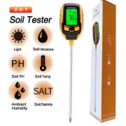 6in1 LCD Digital PH Soil Tester Plant Lawn Water Moisture Temperature Test Meter