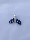NEW STERLING SILVER & OPAL NAUTICAL MARINE FISH SEALIFE WHALE TAIL CHARM PENDANT