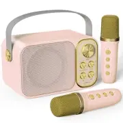 Mini Karaoke Machine for Kids with 2 Wireless Microphone, Portable Bluetooth ...