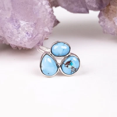 Golden Hill Turquoise Ring 10x8mm Size 7 .925 Silver
