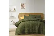 Olive French Linen Coverlet Set by Vintage Design Homewares