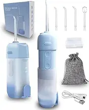 Water Dental flosser for Teeth Cleaning, Portable Rechargeable 3 Modes 4 Tips IPX7 Waterproof Water Teeth Cleaner Pick for Home Travel