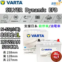 在飛比找PChome24h購物優惠-【VARTA 華達】N-55 80B24L EFB 啟停車 