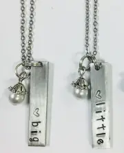 Sorority Big and Little set of 2 handstamped 18 inch necklaces FREE SHIPPING