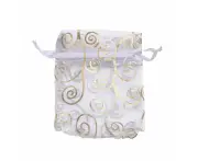 White Organza Storage Bag Golden Printing Gift Bag Packages Wedding Favor Drawstring Pouches Jewelry Packaging Bags