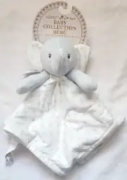 Blankets and Beyond Nunu Blue Elephant White Security Blanket Blue Star