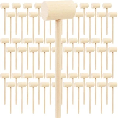 60 PCS Mini Wooden Hammers Mallets, Crab Mallet Wood Hammer for Chocolate, Br...