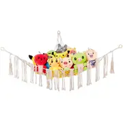 Boho Plush Toy Hammock Net Organizer Stuffed Animals Hanging Storage-White Net