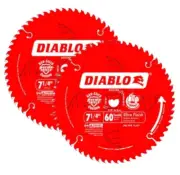 2 Diablo 7 1/4 " 60 Teeth Ultra Finish Circular Saw Blade D0760