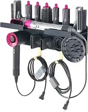 Dyson Airwrap Holder, Wall Mount Holder Compatible with Dyson Airwrap Styler, No Punching Installation, 2in1 Organizer Storage Shelf Fits Dyson Blow Dryer Attachments for Home Bedroom Bathroom