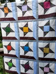 Attic window with friendship stars. Unfinished quilt top 100% cotton 38"x48"