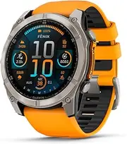 [Garmin] fēnix® 8 – 51 mm, AMOLED, Sapphire, Premium Multisport GPS Smartwatch, Long-Lasting Battery Life, Dive-Rated, Built-in LED Flashlight, Titanium with Spark Orange/Graphite Band