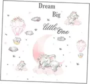 SWOOMEY Self-Adhesive Wall Decals Girls Room Inspirational Boys and Girls Wall Art Elephant and Moon Balloon Kit