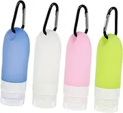 HAKIDZEL 4Pcs Travel Lotion Bottles with Carabiner Leakproof Hand Containers Portable Bottles Transparent for Easy Outdoor Use