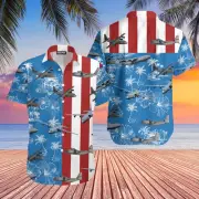 US Air Force Lockheed C 130 Hercules 4th Of July Hawaiian Shirt HO1110